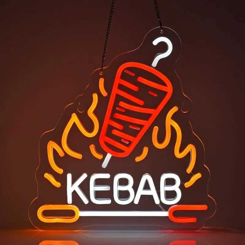 Doner Kebab Neon Sign for Wall Decor Food Neon Light for Restaurant Wall Decoration Fast Food Sign Kebab Wall Hanging Sign Y250916