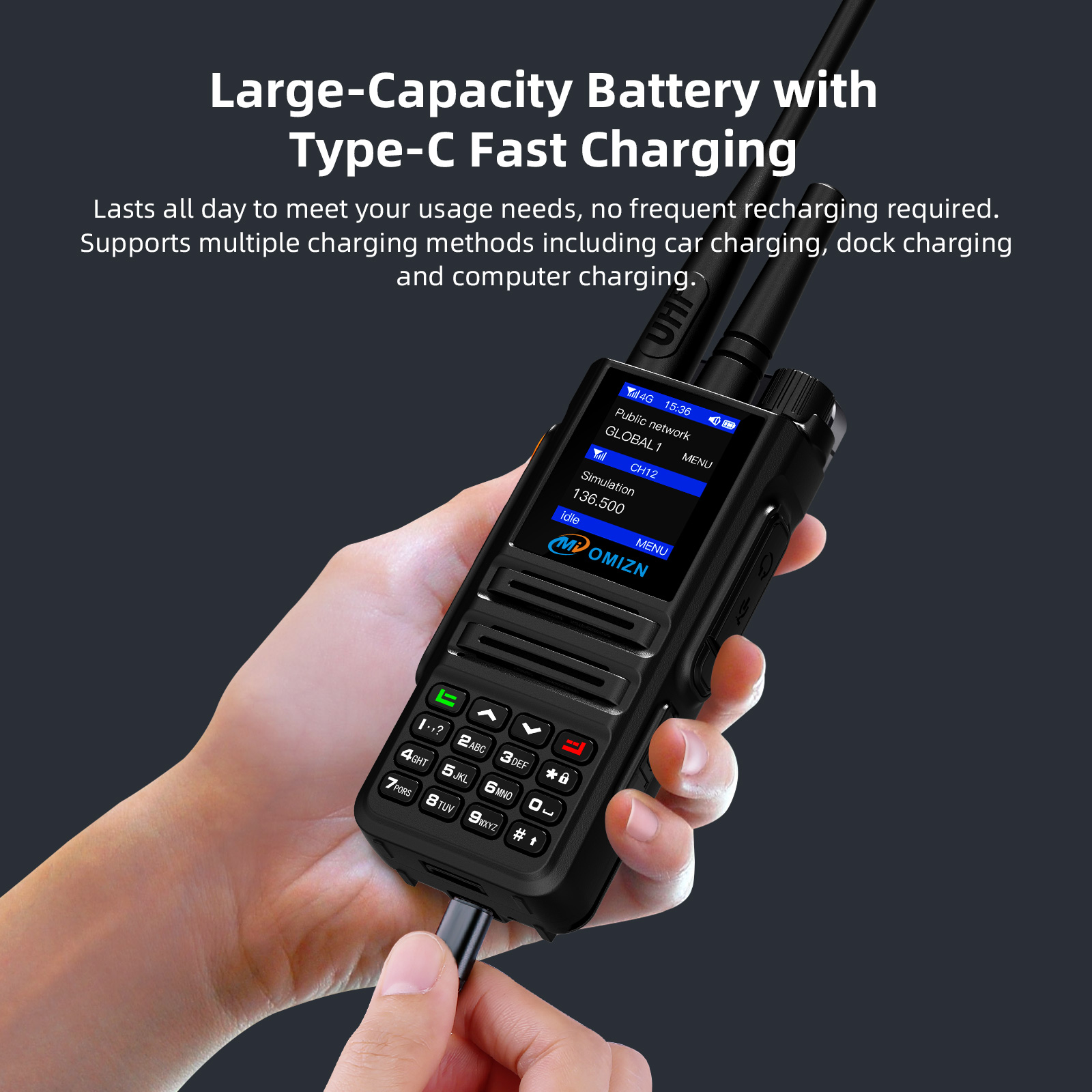 OMIZN X8 4G/GMRS UHF Android Dual Mode Walkie Talkie Unlimited Range Supports GPS Zello WiFi Bluetooth AES256 Encrypt