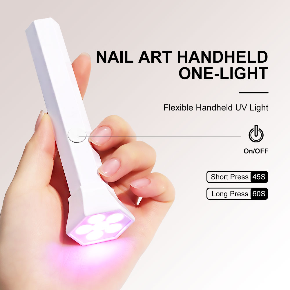 ANRLO Professional UV Nail Lamp, LED, 6 UV Lights, Handheld Design, Dual Timer 45/60s, USB Rechargeable, Eye Protection Technology (Handheld Nail Drye