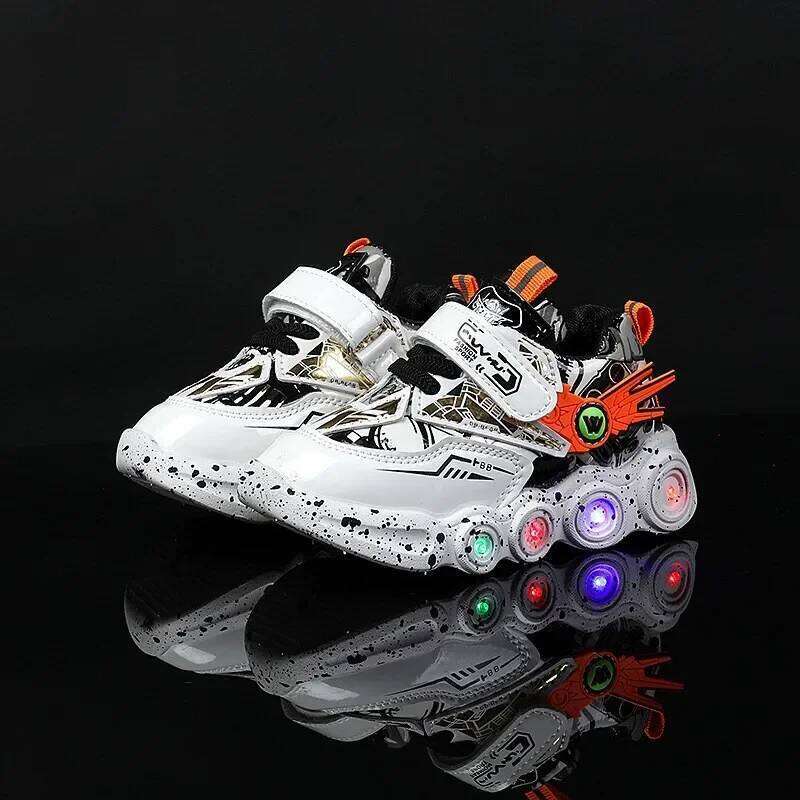 LED Light-Up Sneakers for Toddlers Spring Autumn Boys' Casual Sports Shoes Soft Sole Anti-Slip Lighted Sneaker