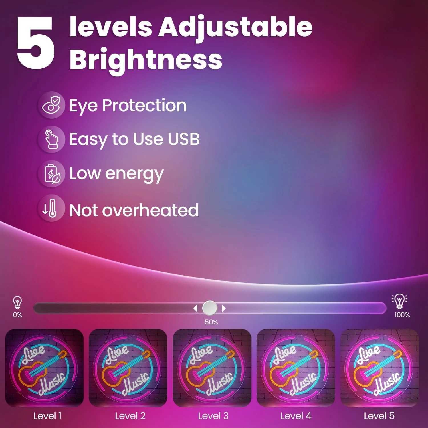 Music Neon Sign Dimmable Neon Lights for Music Bar Club Bedroom Man Cave Beach Party Decor Aesthetics Draw Birthday Gifts Y250916