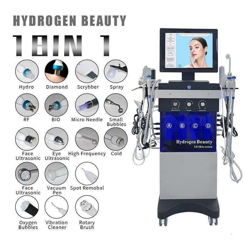New High Quality Hydro Diamond Microdermabrasion 18 In 1 Facials Deep Cleaning Machine Oxygen Jet Aqua Peeling Beauty Facial Deep Cleaning Acne Remova