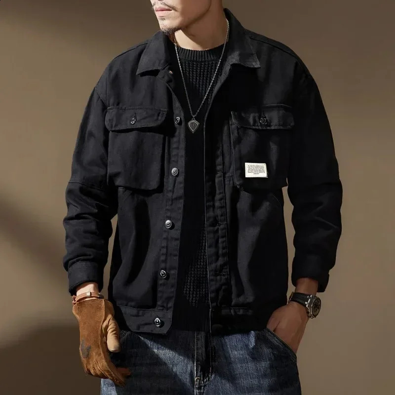 Patchwork Denim Jacket Men Jean Streetwear Hip Hop Loose Coats Clothing Spring Autumn Oversized Outerwear Korean Tops 250916