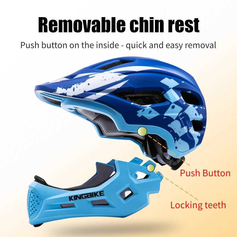 KINGBIKE Kids Detachable Full Face Helmet Road Mountain Balance Bicycle Helmet Downhill Scooter Children Cycling Safety Helmets J250916