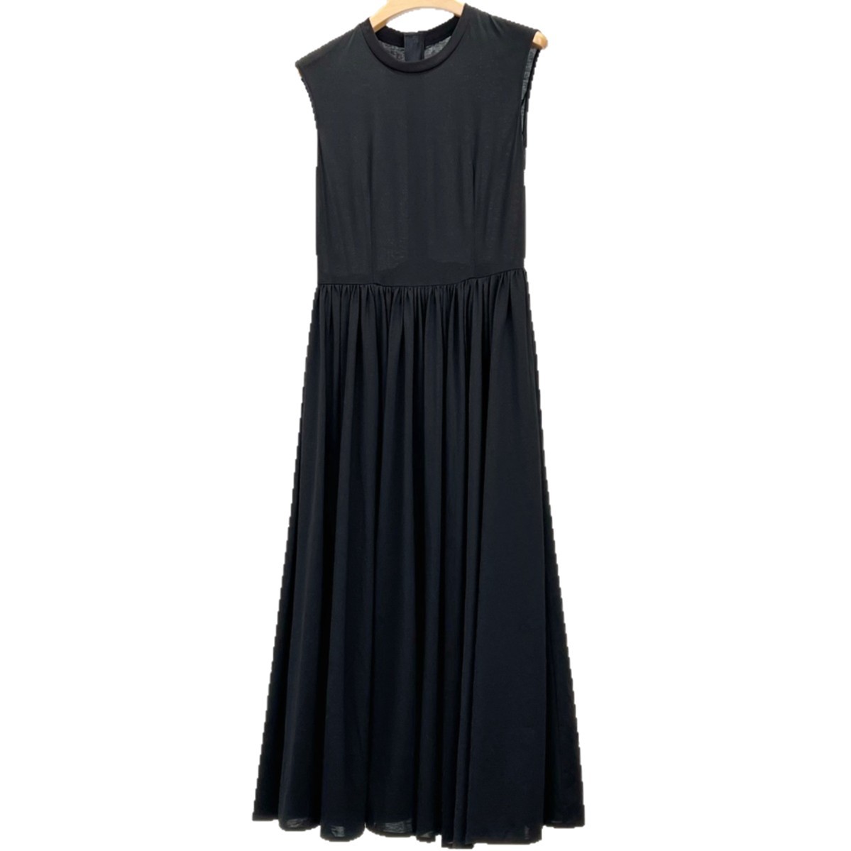 D75 Summer slim black A-line skirt ladies summer new waist round neck sleeveless dress
