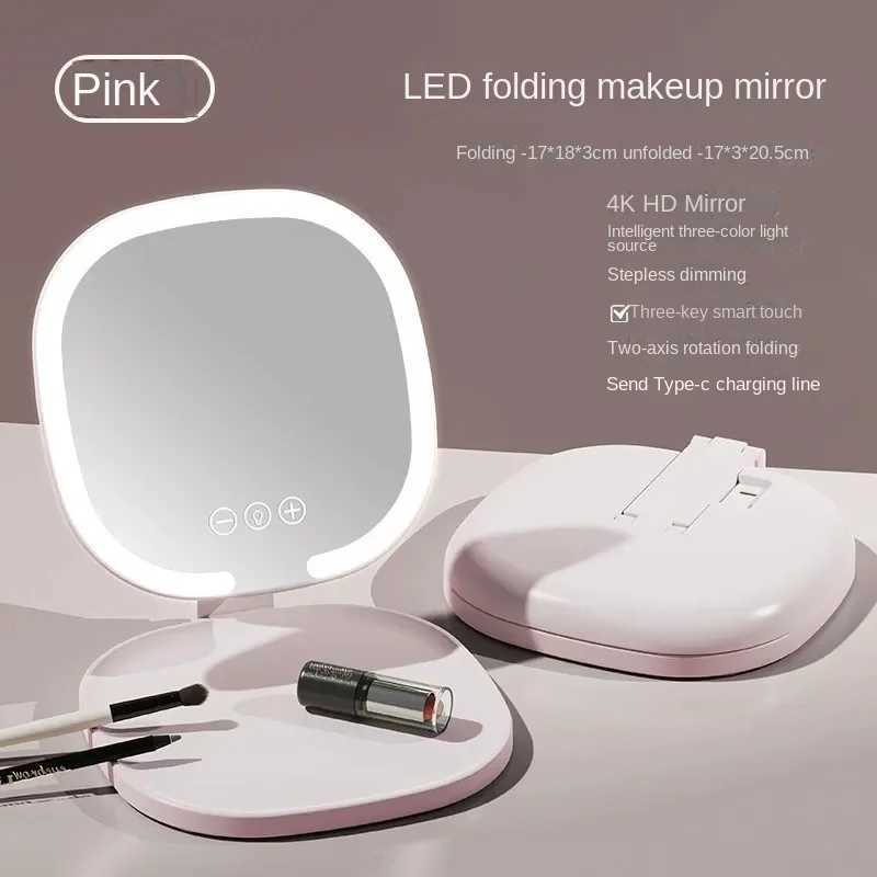New LED Makeup MirrorOffice Foldable Portable Light Fill Light MirrorDormitory Desktop Dressing MirrorModern Vanity with Tray C250916