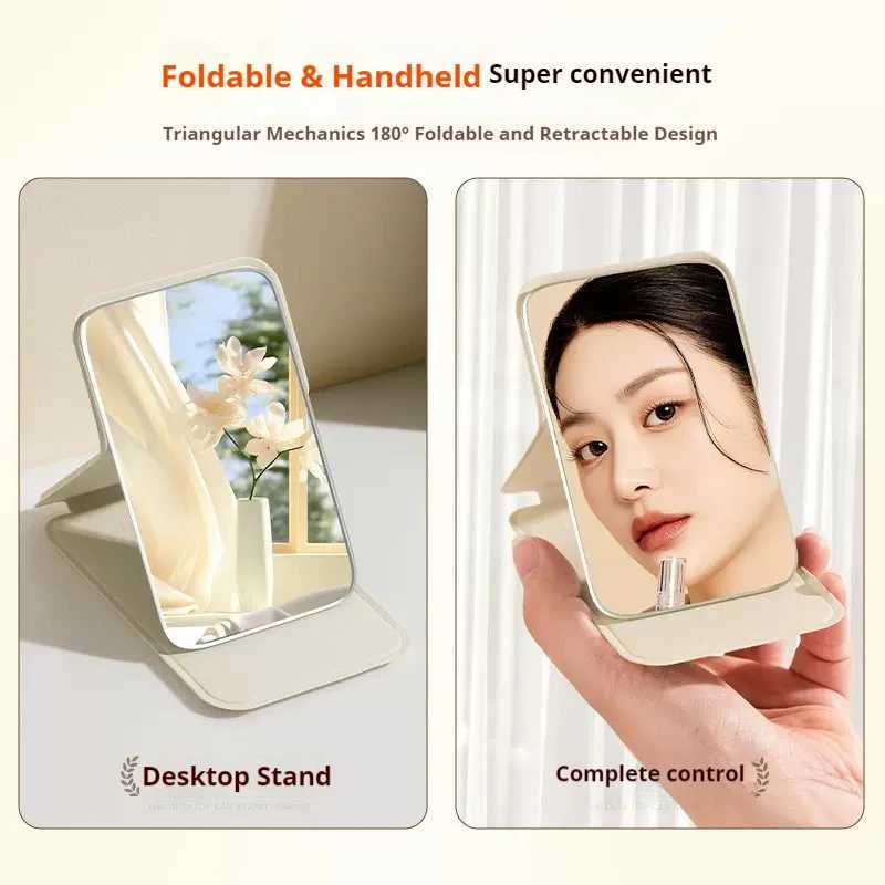 Portable Handheld Mini Makeup Mirror Dormitory Tabletop And Office Use Adjustable And Portable Folding Mirror C250916