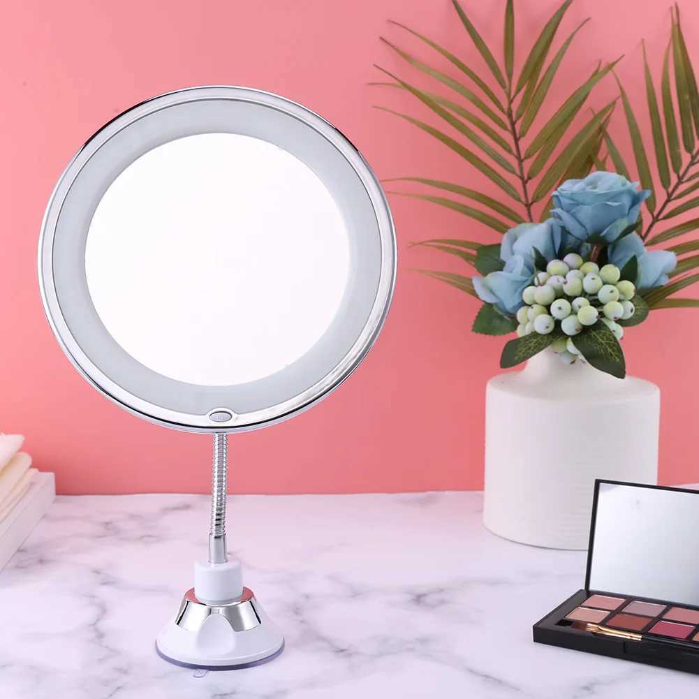 10X Magnifying Suction Mirror Flexible Vanity Mirror with LED Light Bathroom Mirror 360 Degree Swivel for Home and Travel C250916
