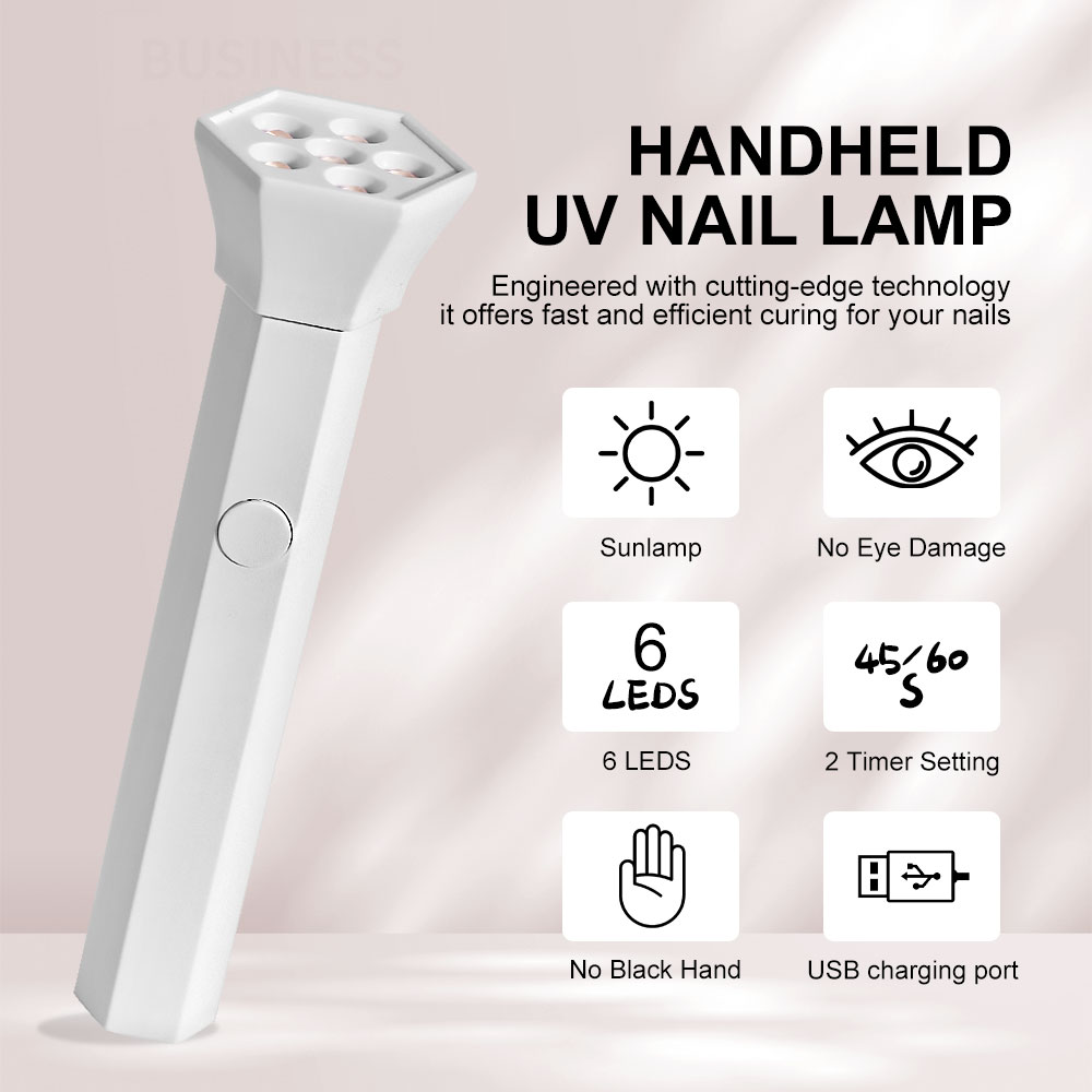 ANRLO Professional UV Nail Lamp, LED, 6 UV Lights, Handheld Design, Dual Timer 45/60s, USB Rechargeable, Eye Protection Technology (Handheld Nail Drye