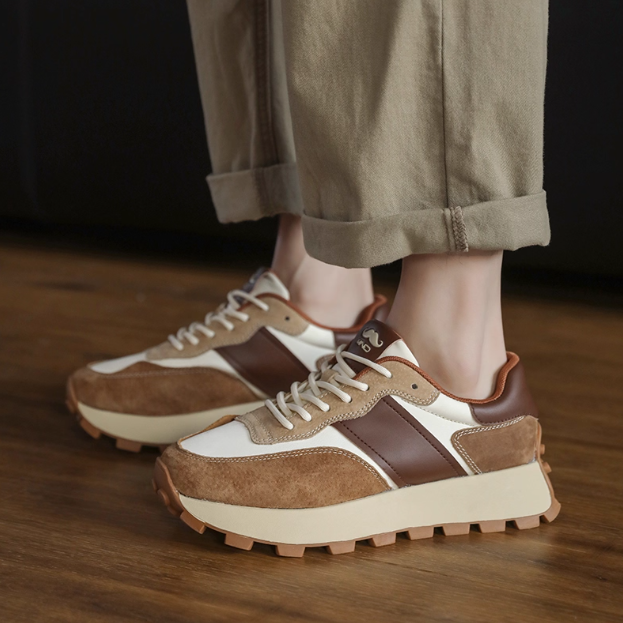 Mirinda Women's Autumn Forrest Gump Shoes Genuine Leather Upper Thick Soled For Heightening Non Slip Wear Resistant Combines Style And Comfort