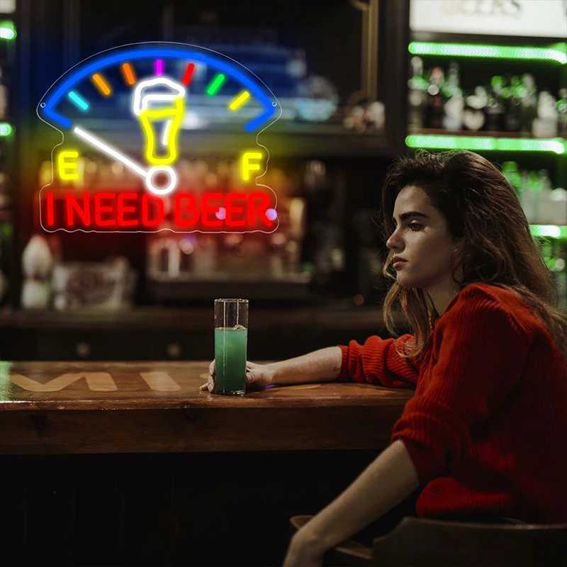 I Need Beer Neon Sign for Wall Decor Beer LED Light Bar Neon Light for Man Cave Bar Party Restaurant Christmas Birthday Gift Y250916