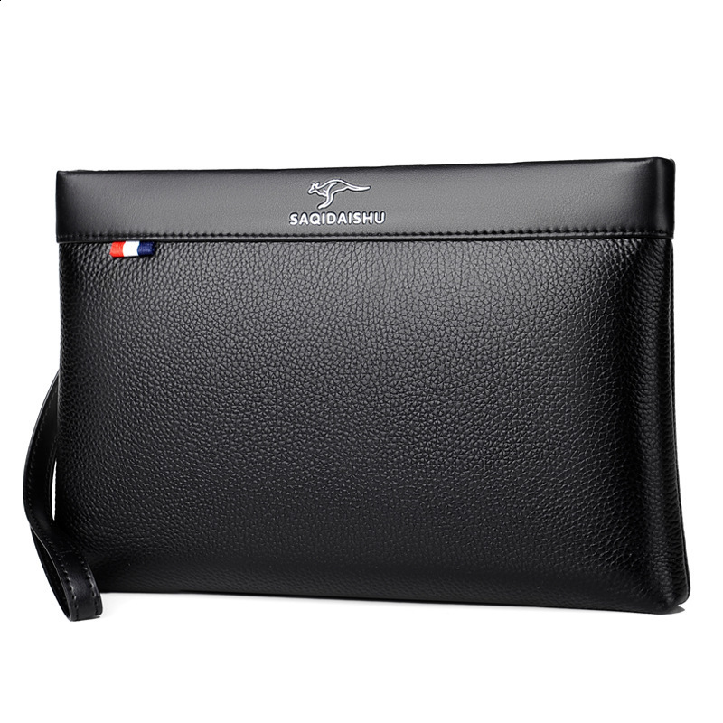 Sacchi kangaroo mens new leather handbag leisure travel first layer cowhide envelope zero wallet