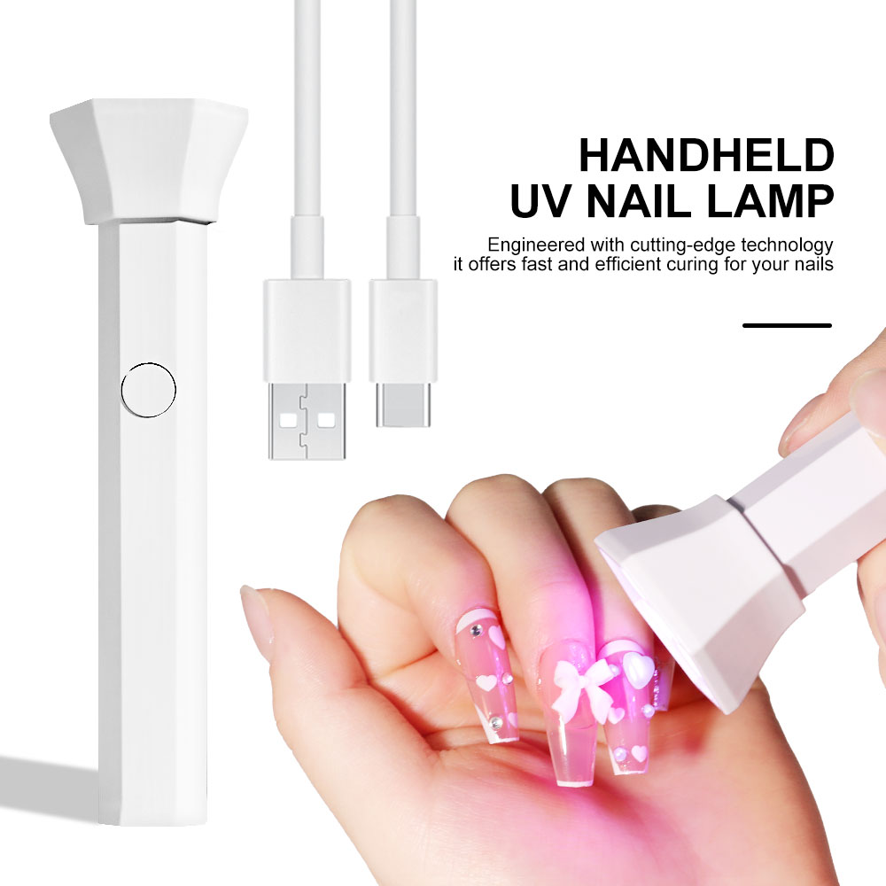 ANRLO Professional UV Nail Lamp, LED, 6 UV Lights, Handheld Design, Dual Timer 45/60s, USB Rechargeable, Eye Protection Technology (Handheld Nail Drye