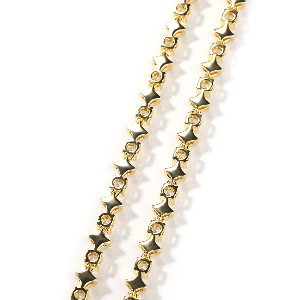 Hip Hop Cross Stars Tennis Chain Necklace Bracelets 5A Zircon Jewelry With Spring Clasp