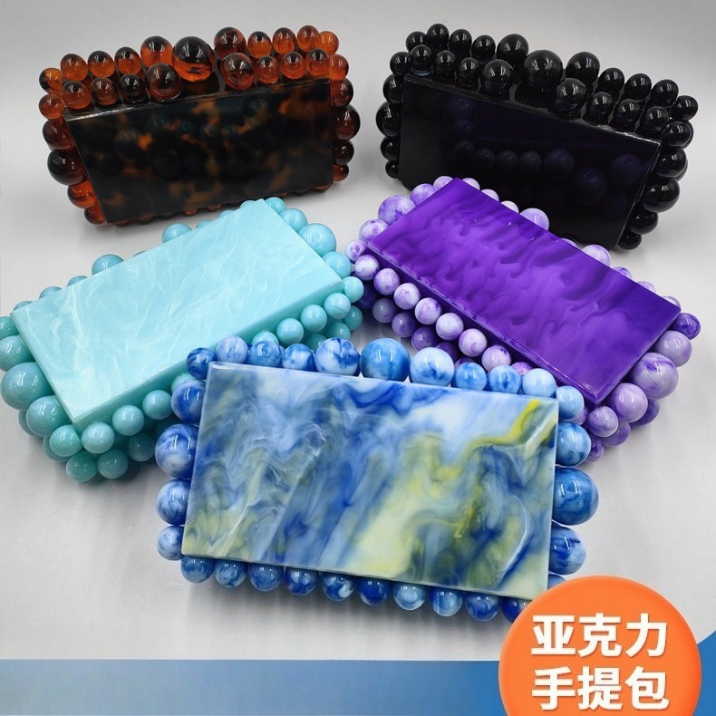 Chic Womens Marbled Design Acrylic Clutch with Glittery Detail Perfect Party Accessory