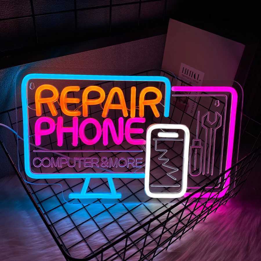 Phone Repair Neon Sign For Wall DecorLed Neon Light For Phone Repair StoreStorefront Window DecorDesktop Computer Repair Shop Y250916