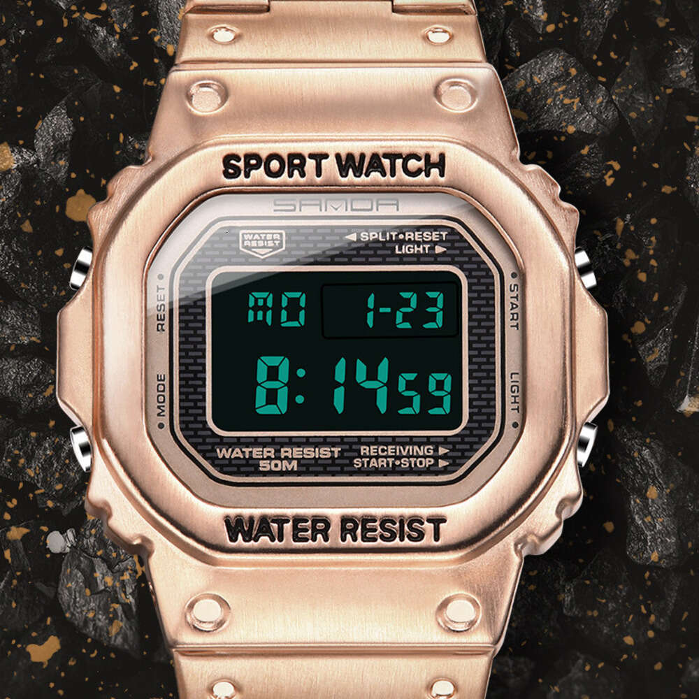 DHwatches Sanda Hot-Selling Fashion Trend Men's Business Outdoor Sports Personality Square Single Display Electronic Watch