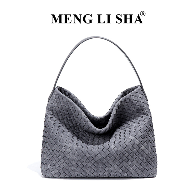 MENGLISHA Free Shipping designer bag Light luxury high quality Vintage frosted woven shoulder tote bag commuting large capacity handbag