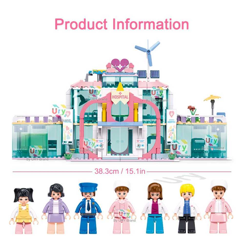 Sluban Friends House City Hospital Ambulance Rescue MRI Room Inpatient Ward Building Blocks Set DIY Toy for Girl Birthday Gift C250916