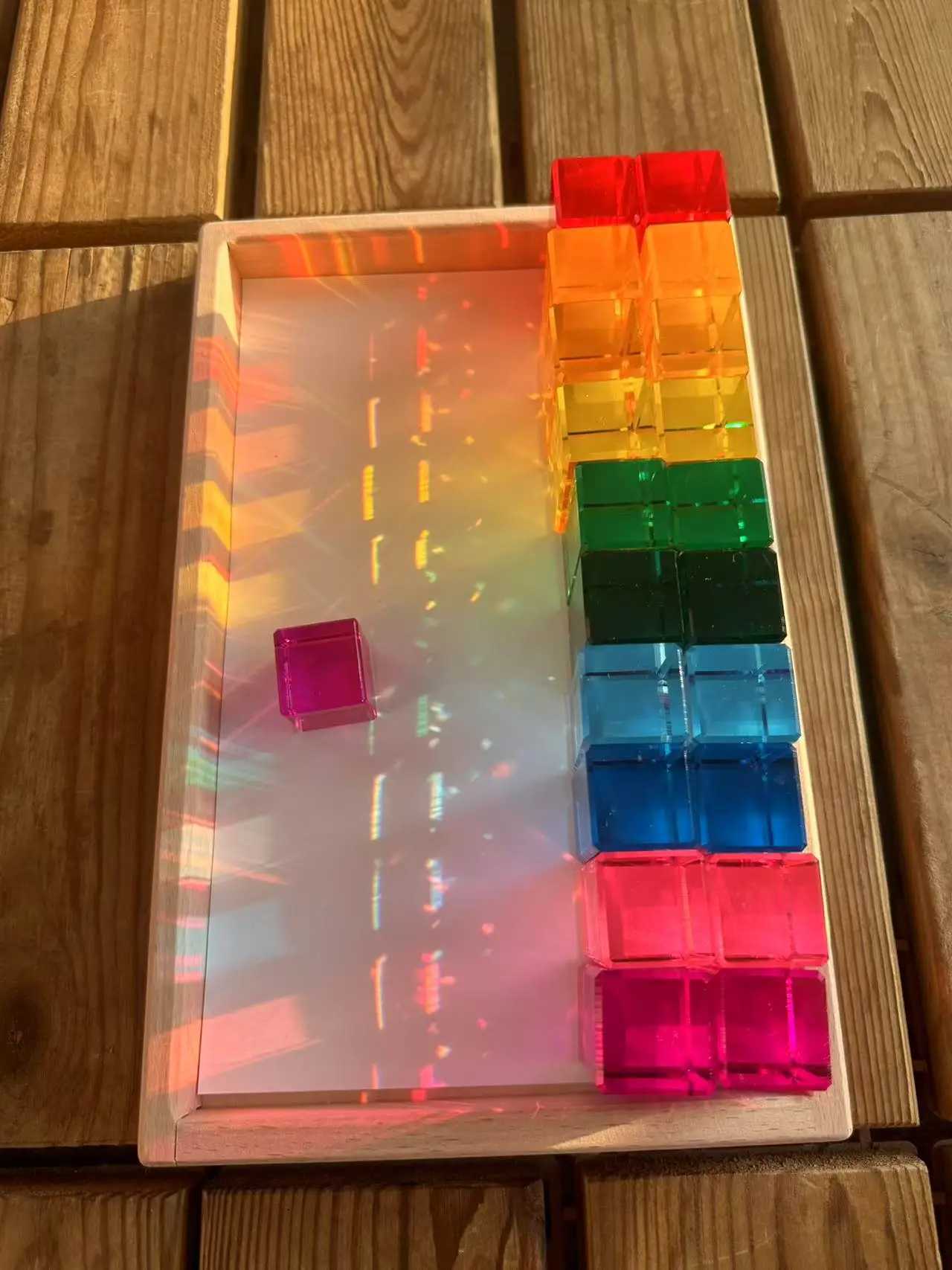 New Design Montessori Toys See Through Rainbow Lucite Stacking Blocks Acrylic HighTransparent for Kids Open Play C250916