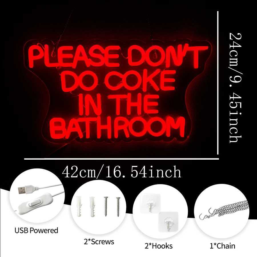 Please Dont Do Coke In The Bathroom Neon Sign Red Led Letter Lamp Usb Powered Used For Bathroom Game Room Bar Party Decor Y250916