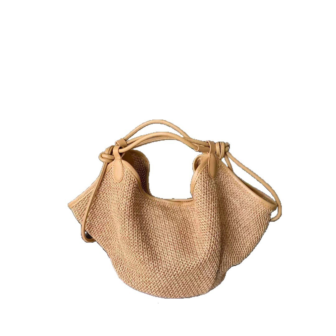 French vacation style design straw bag new large capacity handbag dumpling bag women s shoulder bag autumn new designer bag handbag