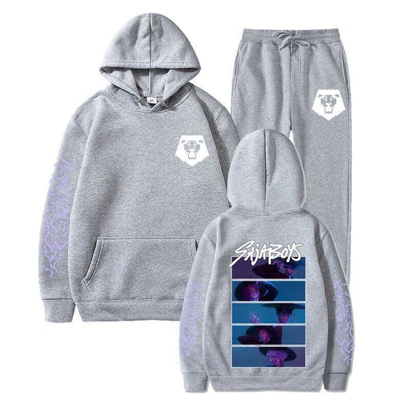 2025 Kpop Demon Slayer Boy Group Sa Boys Hooded Loose Fit Unisex Casual Sports Sweatshirt Set