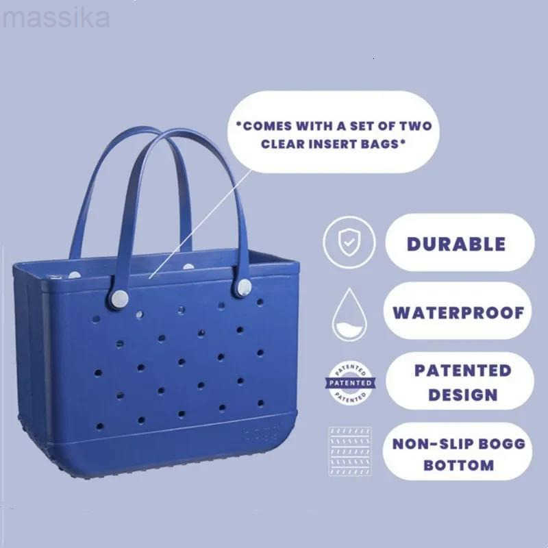 Beach Tote Bag Waterproof Pool Travel Storage Basket Extra Large EVA Rubber Women Shopping Handbag Sac Jelly Beach Tote Bag M250915