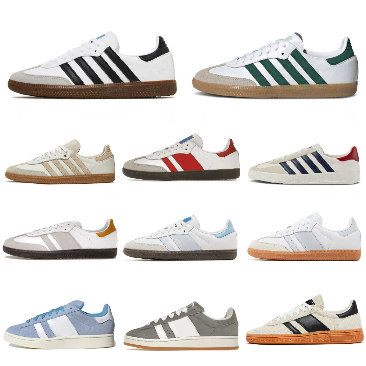 Designer Sambazs Running Shoes Men White Black Gum Cream Night Brown Casual Gazellis Indoor Sports Shoe Navy Night Red Women Trainers Leopard Denim Outdoor Sneakers