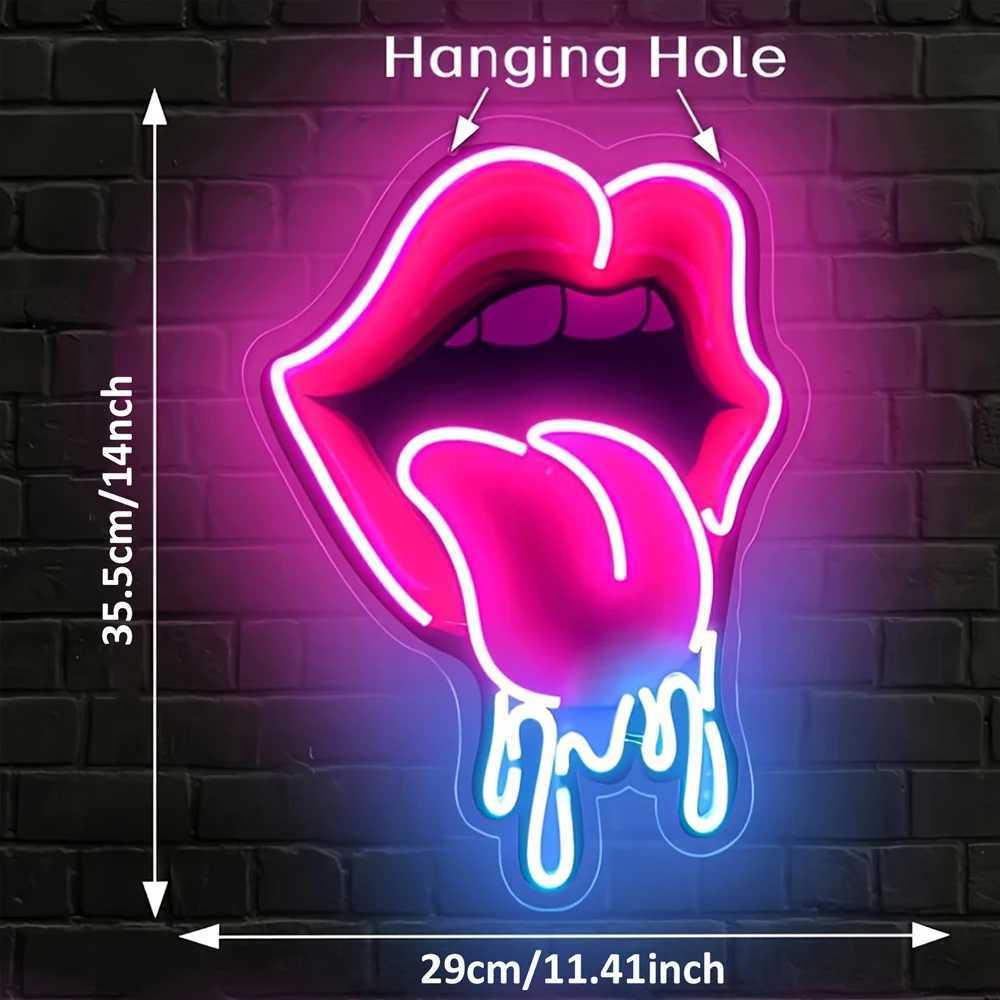 Playful Lips LED Neon Sign USBPowered Vibrant Wall Decor for Bar Bedroom Gaming Room NonProvocative Party Lighting for Y250916