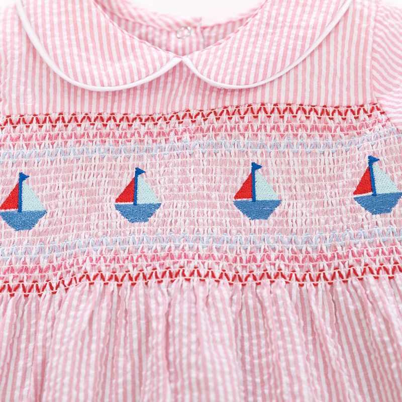 Little maven 2023 New Summer Girls Dress Pink Colors Lovely Peter Pan Collar Kids Party Dress Little Girls Fancy Dresses C250916