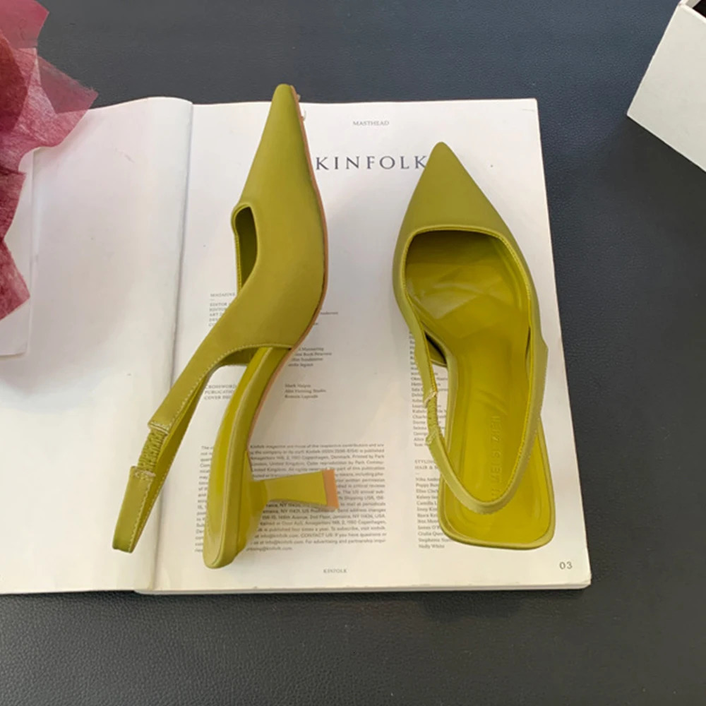 Womens Slingback Kitten Heels Sandals Closed Pointed Toe Stiletto Comfortable Women Pumps Prom Party Evening Dress Shoes 250915