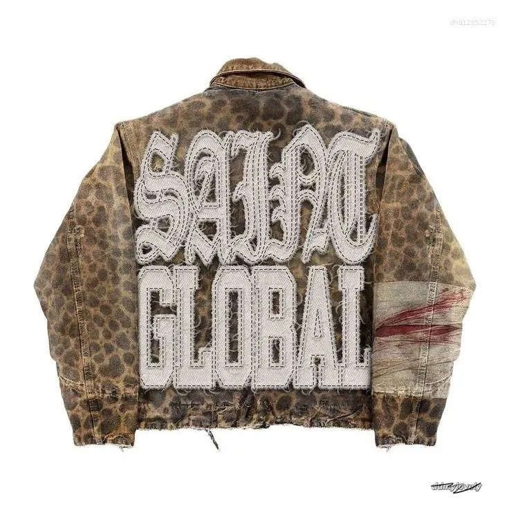 Men's Jackets Streetwear Vintage Leopard Camouflage Jacket Y2k Coats Men Women Hip Hop Letter Patchwork Embroidery Oversized Clothes ddmylovely