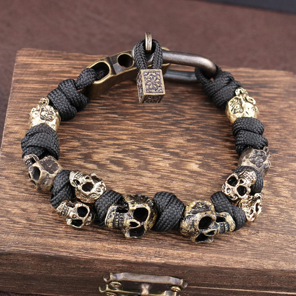 Fashion Skull Bracelets for Halloween Gifts Gothic Adjustable Woven Bracelet Punk Hip Hop Charm Male Jewelry Accessories 250916