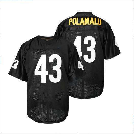 43 Troy Polamalu Black ed Fooball Jersey Casual V-Neck Sports Shirt for Outdoor Activities Parties, Sizes S-XXXL Free shipping