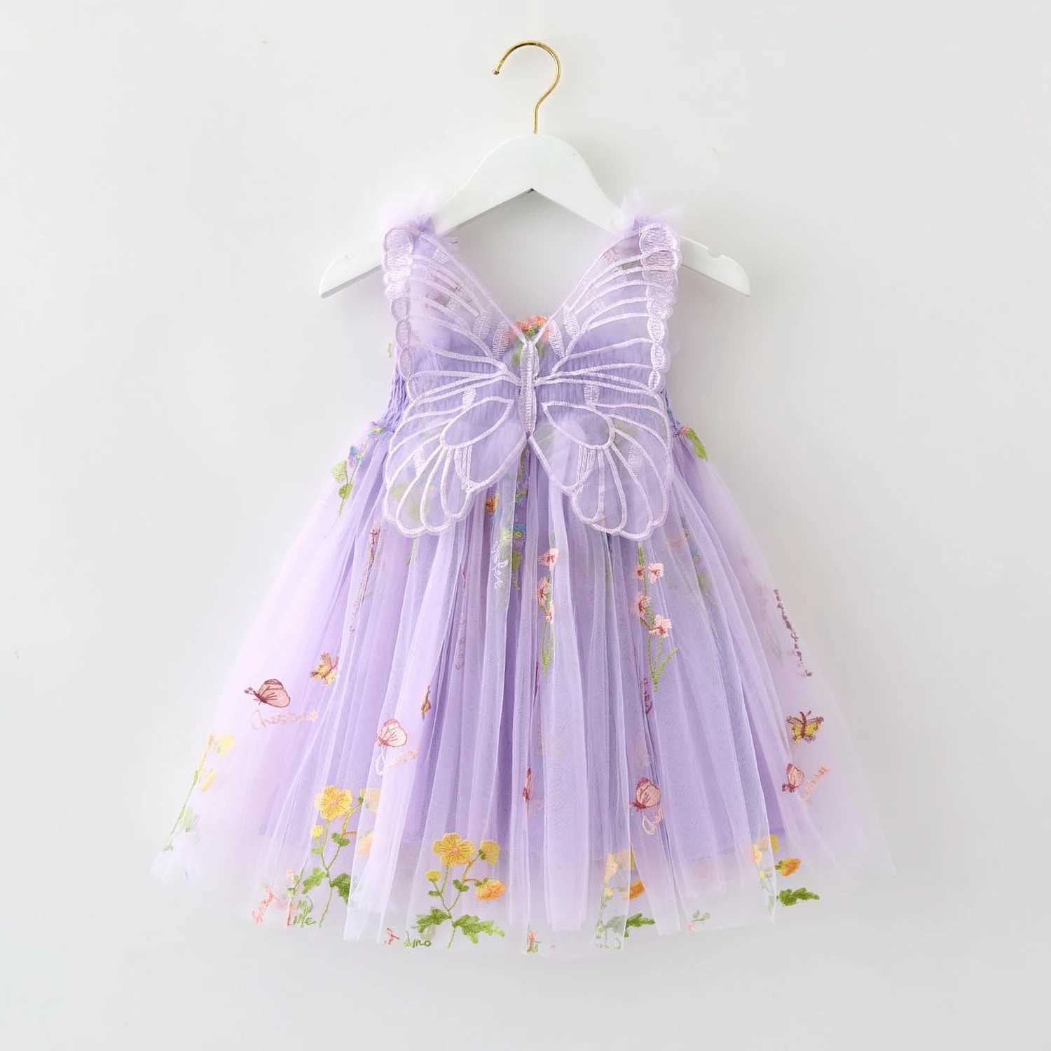 Baby Girls Flower Butterfly Embroidery Sleeveless Princess Dress Toddler Kids Birthday Baptism Clothes Summer Girls Dress 15Yrs C250916