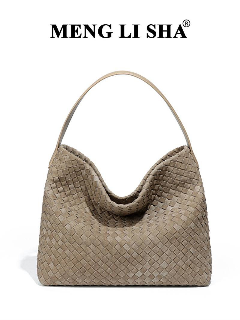 MENGLISHA Free Shipping designer bag Light luxury high quality Vintage frosted woven shoulder tote bag commuting large capacity handbag