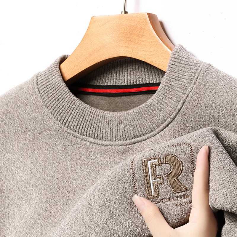 Mens Oneck Pullover Thickened Warm Sweater Brand Long sleeve Autumn Winter Leisure Embroidery Splicing Design Top Men Clothing Z250916