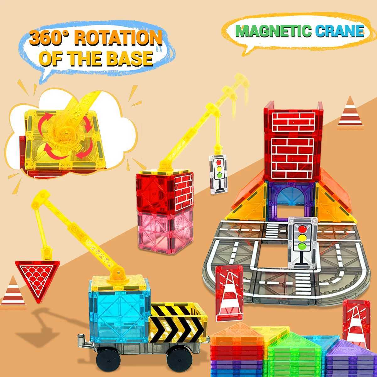 Magnetic Building Blocks set with car assembly toys Magnetic Montessori Educational Game Toys for Kids Boys Girls Gifts C250916