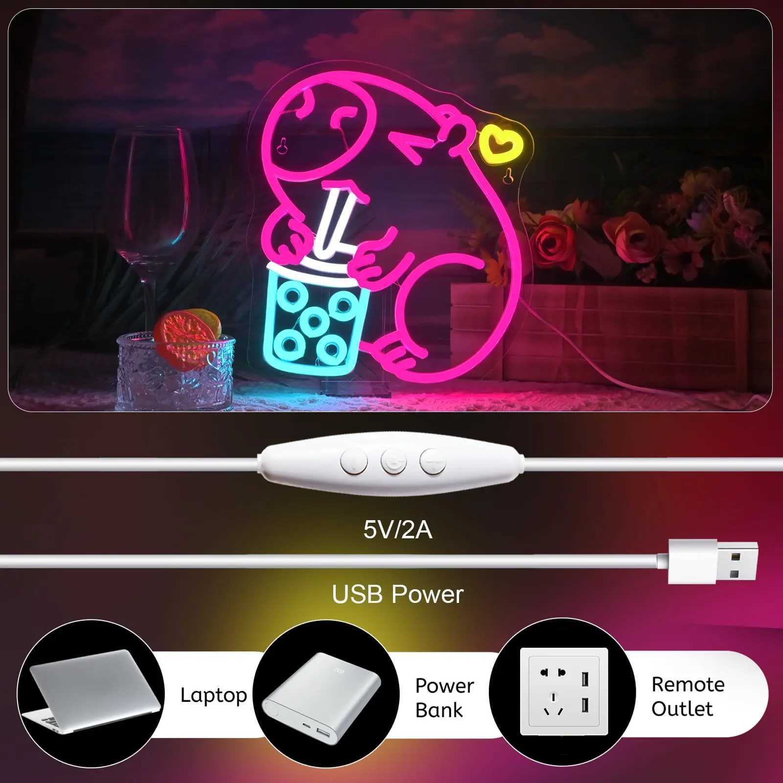 Capybara Neon Sign Capybara Tea Neon Signs for Baby Room Man Cave Bar Club Living Room Party Bedroom Gifts Y250916