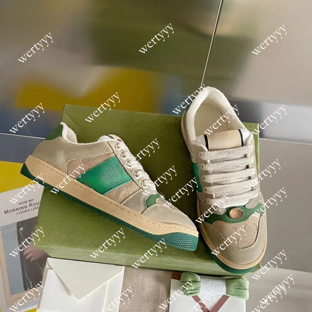 Guge designer sneakers Dirty Genuine Leather Hong Kong Style Retro Color Block Sneakers Women Soft Sole Non-Slip Lace-Up Casual Shoes cc 01