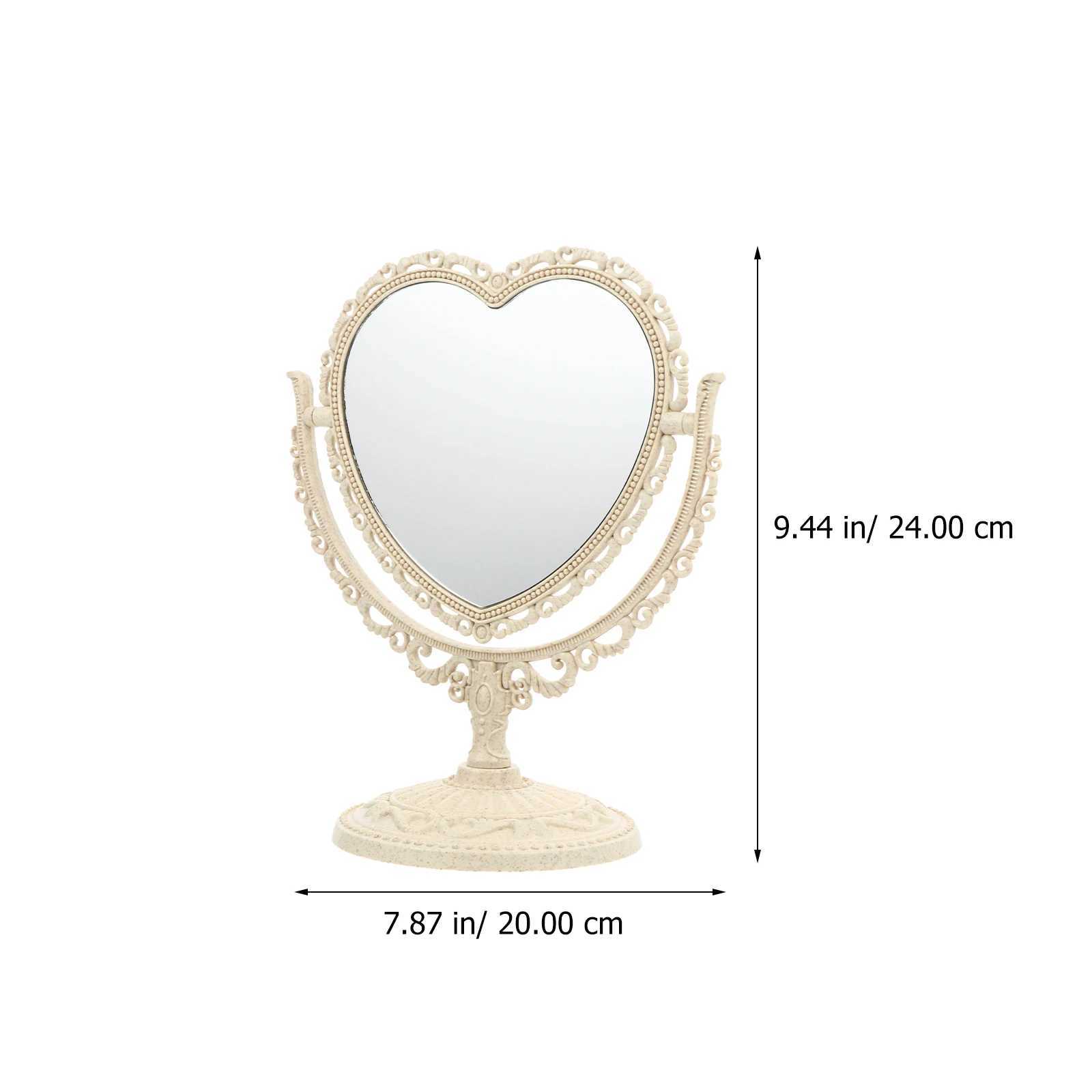 Rotating Vanity Mirror Beige Makeup for Dresser Girl Desk Plastic Vintage Chic Details C250916