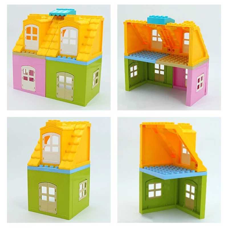 Big Building Blocks Houses Build Accessories Door Window Sets Wall Roof Compatible Large Bricks Assemble Boy Girl Kids Toy Gifts C250916