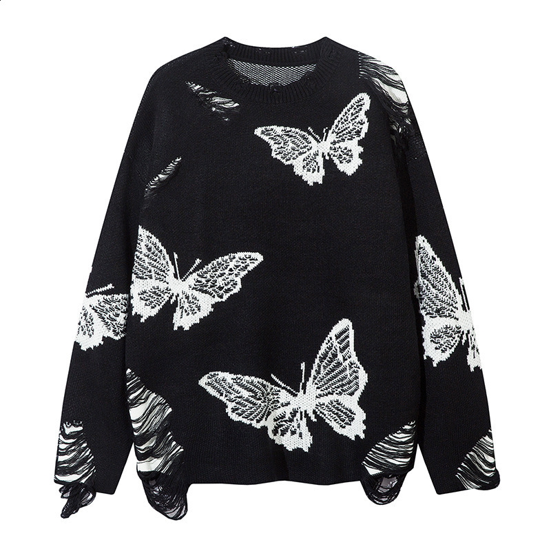 American Style Lazy Hollow Graffiti Knitted Sweater Loose Oversized Sweater for Men and Women Mink Fur Plus Size Autumn Winter Sweater