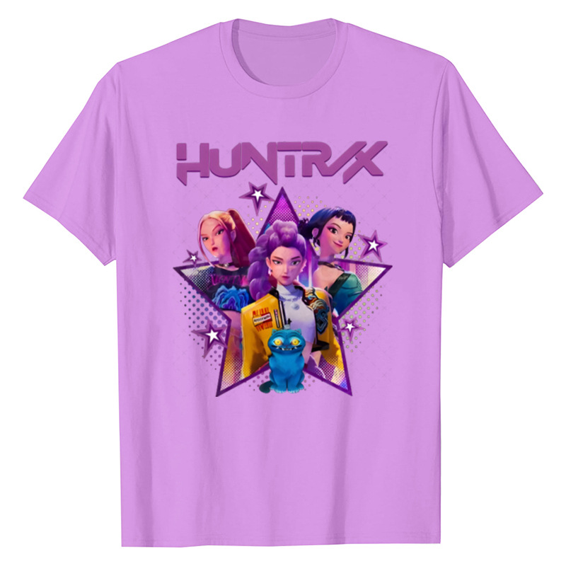 Hot Sale kpop demon hunters Print Graphic T-shirt 2025 kpop Movie kids Family Casual Short Sleeve Loose T-shirt