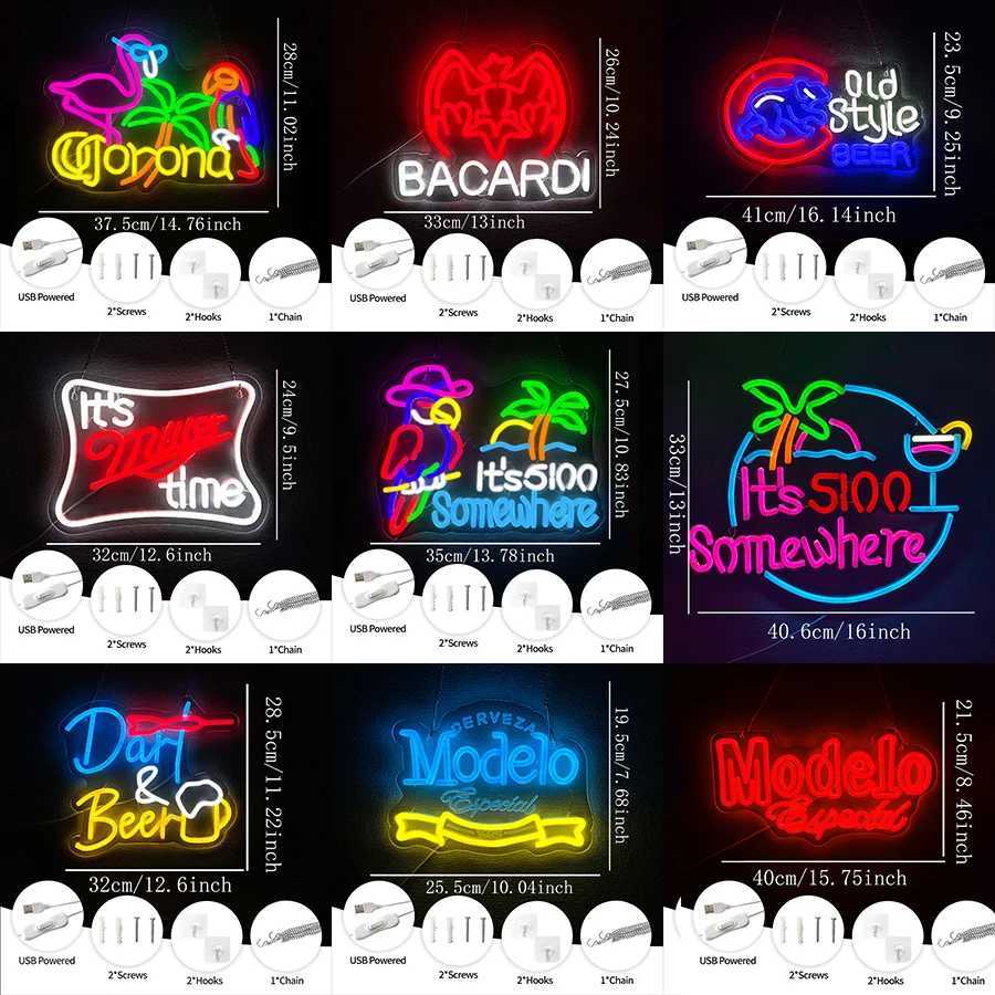 Parrot Its 500 Oclock Some Where Neon Sign for Wall Decor LED Bar Beer Neon Light Sign for Man Cave Home Bar Party Decor Y250916