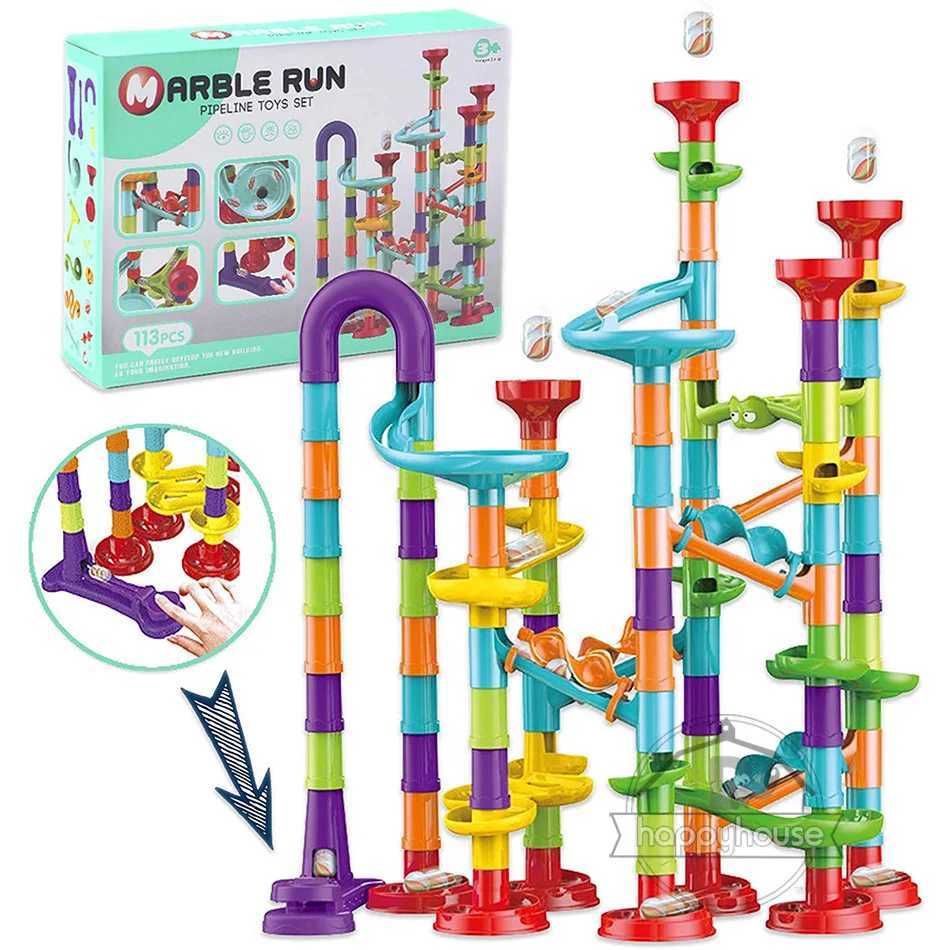Marble Run Race Track Building Blocks Kids 3D Maze Ball Roll Toy DIY Marble Run Race Coaster Set 80105109133pc Christmas Gift C250916