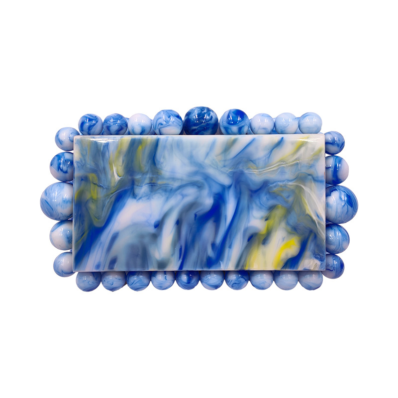 Chic Womens Marbled Design Acrylic Clutch with Glittery Detail Perfect Party Accessory