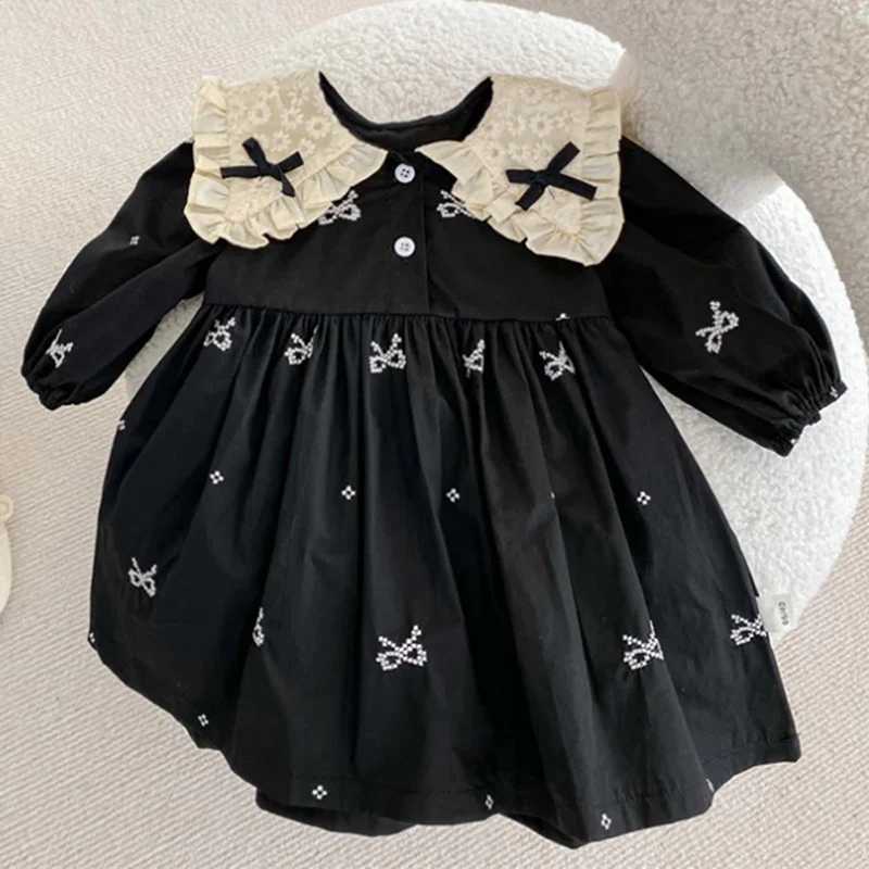 Autumn 06Yrs Girls Princess Dress Baby Girl Clothes Butterfly Collar Baby Girl Clothes Embroidery Kids Dress C250916