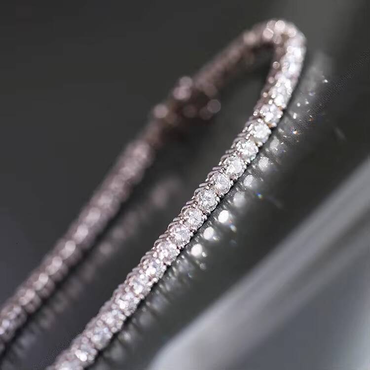10K 14K Gold and Silver Tennis Chain with Diamond Moissanite 3mm Wide for Fine Jewelry HPHT Lab Grown Bracelets Necklaces